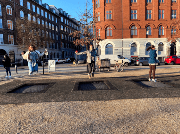 Trampolines in the streets of Copenhagen