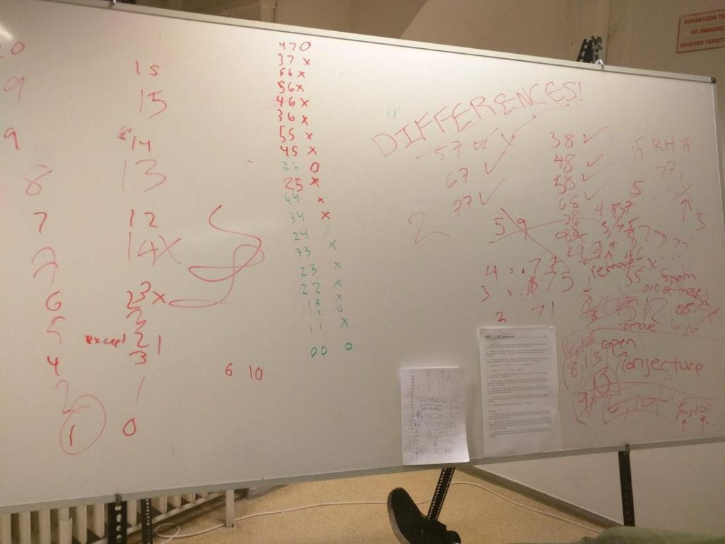 Whiteboard with intricate notes