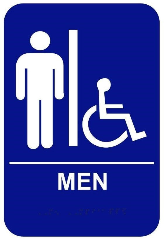 blue bathroom sign for men