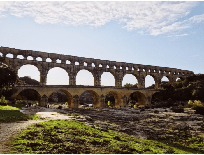 large aqueduct in the countryside of southern France