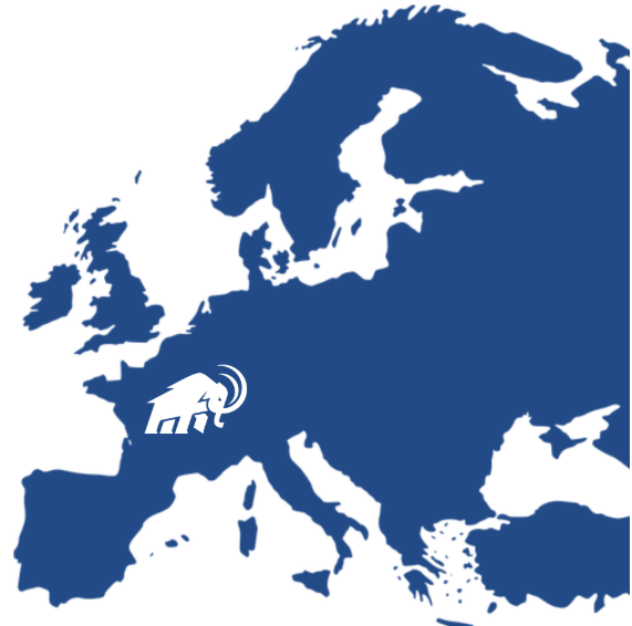 Europe with a mammoth mascot on France